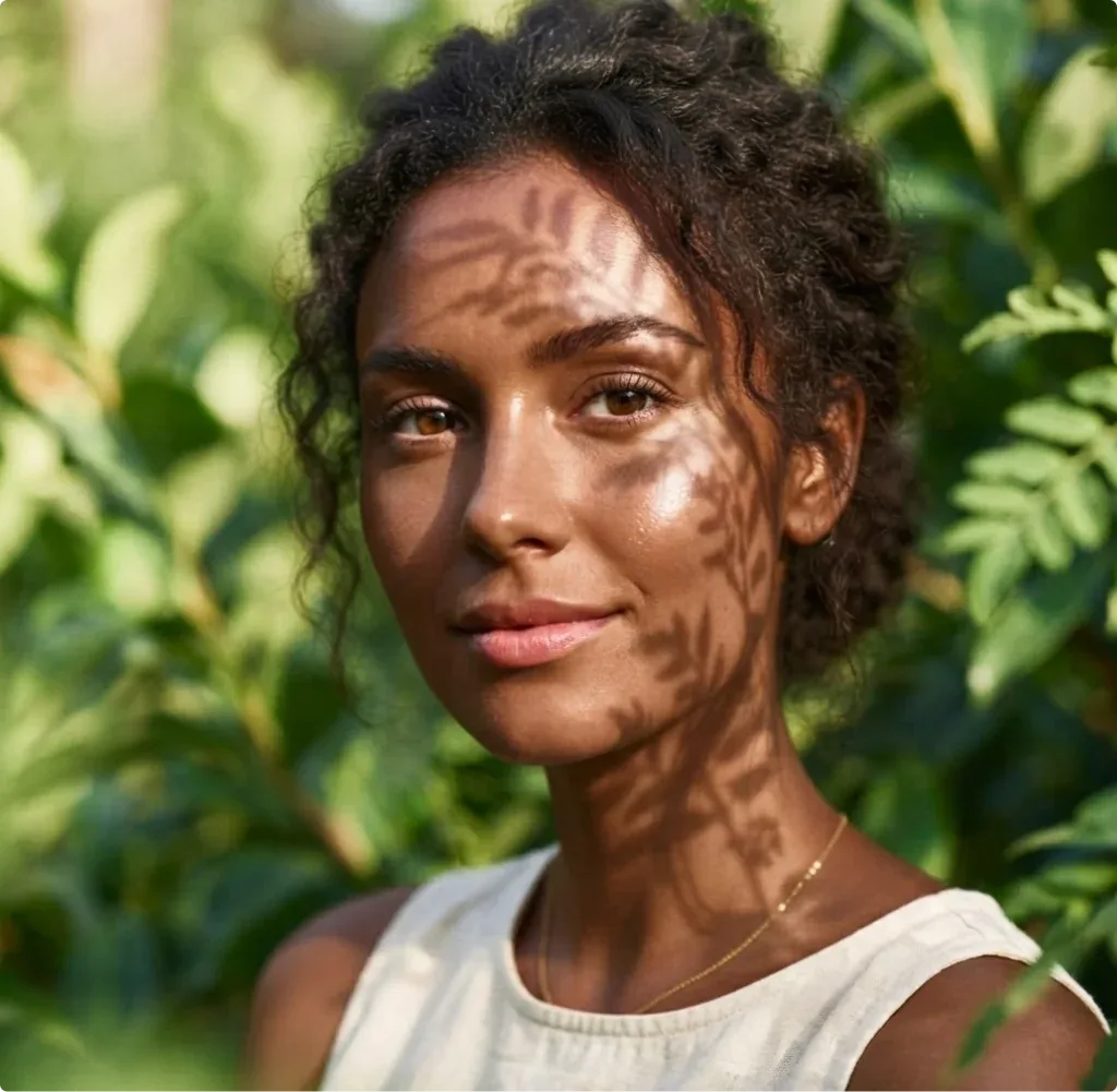 Model with radiant skin